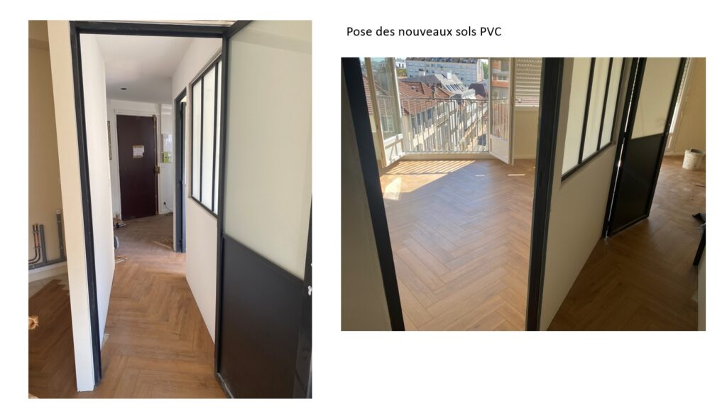 Rénovation de bureaux, menuiseries intérieures, parquet.  