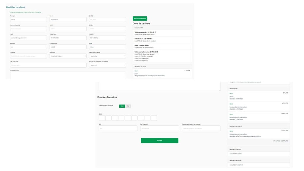 La fiche client 