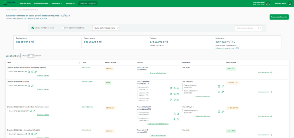 Suivi de facturation logiciel en Saas Lycorne 